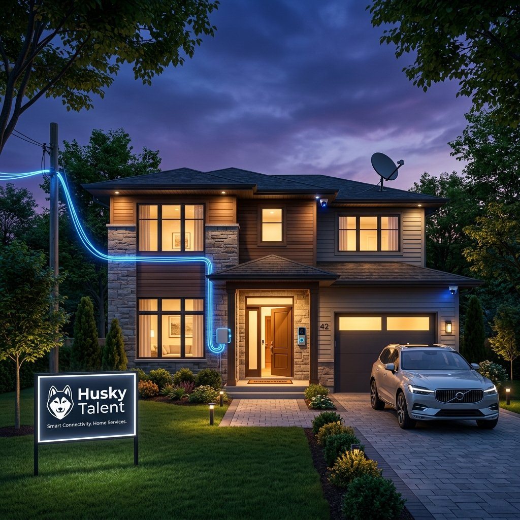 Modern smart home with fiber internet and security